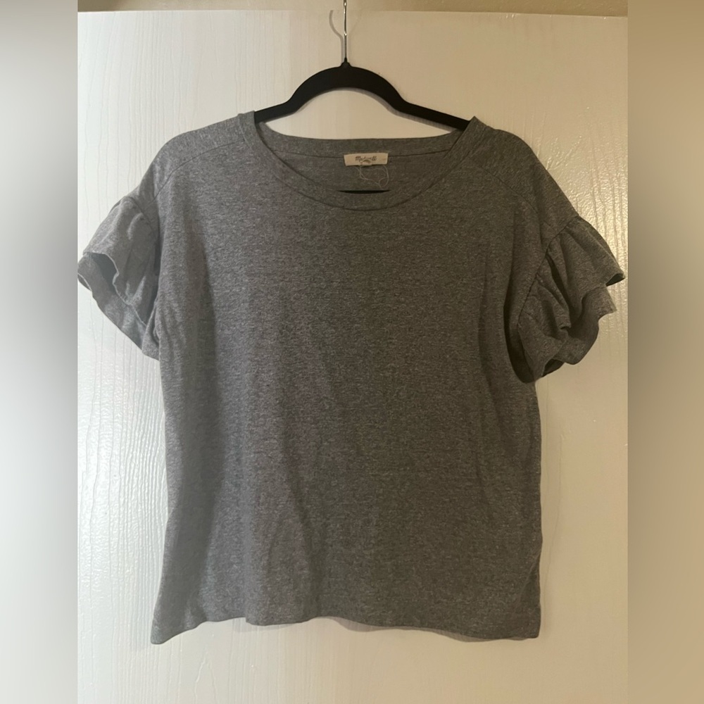 Madewell Heather Gray Ruffle Sleeve Tee